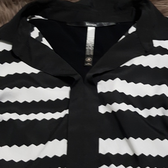 Kensie Black White Chevron 3/4 Sleeves Blouse - Picture 6 of 6